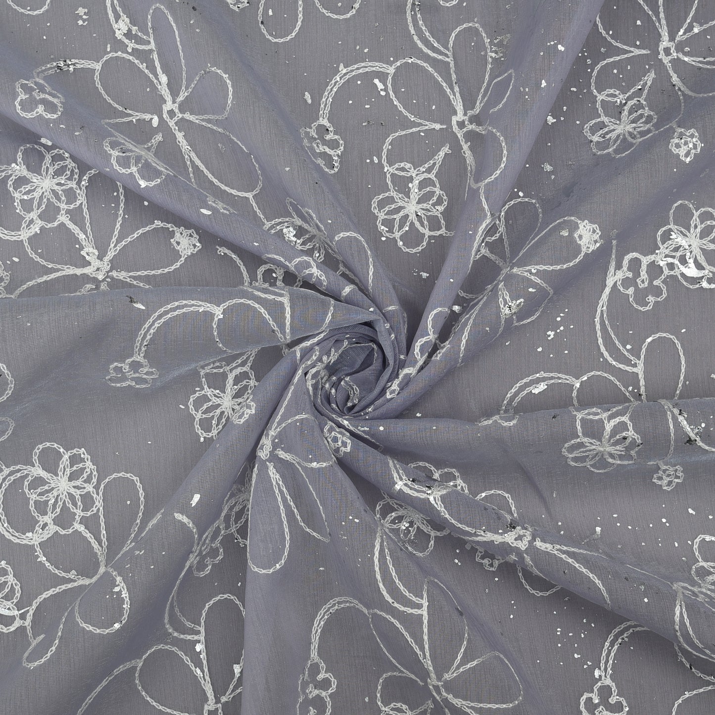 Chanderi Foil Embroidery Fabric