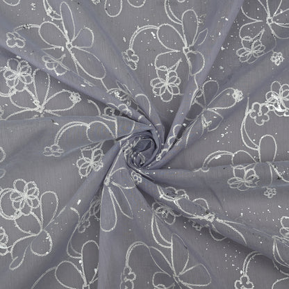 Chanderi Foil Embroidery Fabric