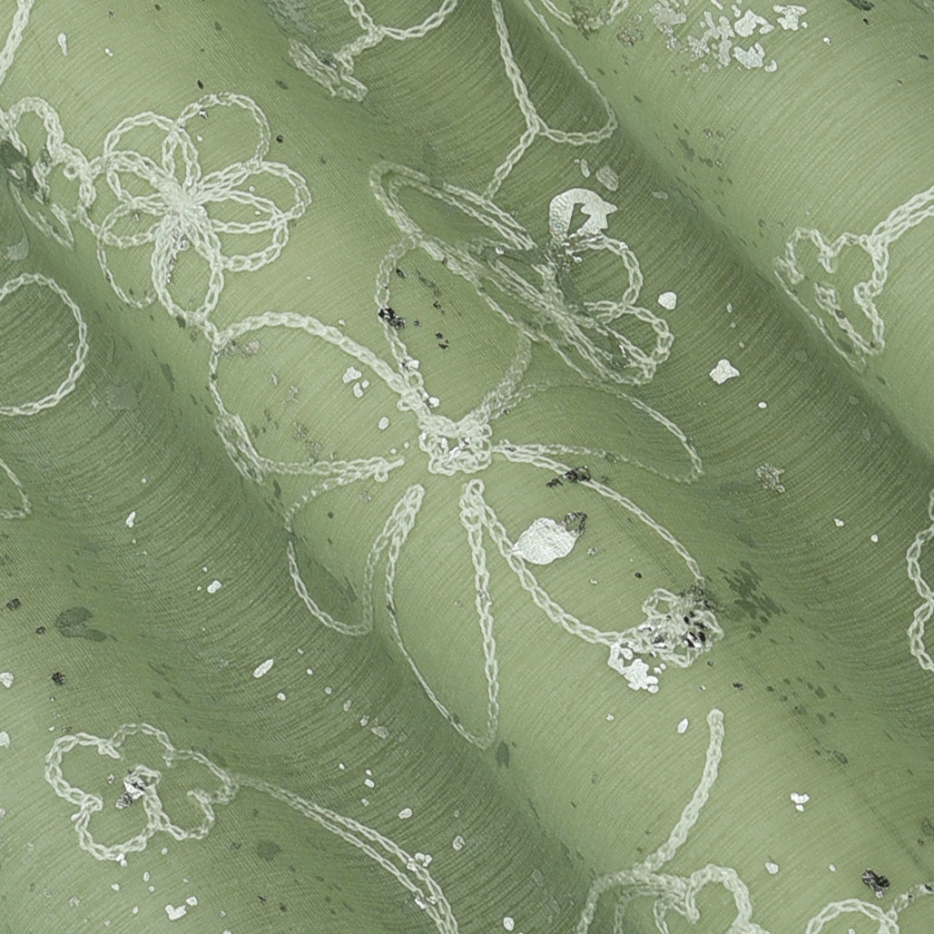 Chanderi Foil Embroidery Fabric