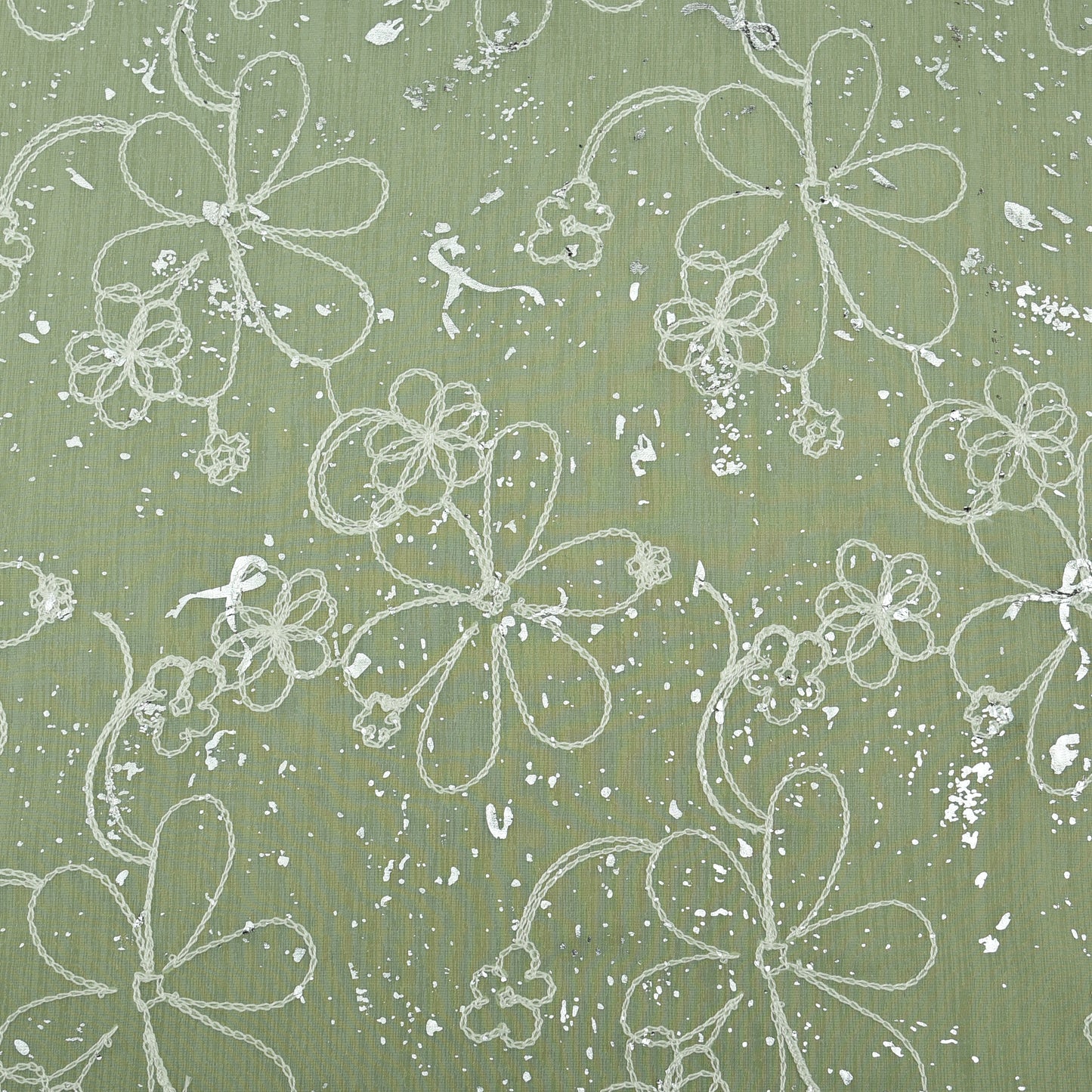 Chanderi Foil Embroidery Fabric