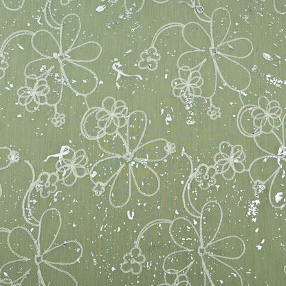 Chanderi Foil Embroidery Fabric