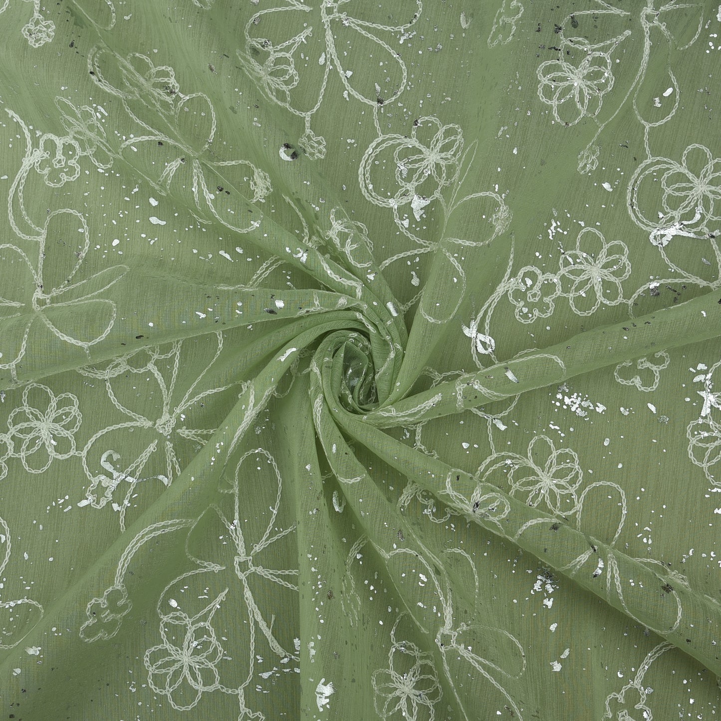 Chanderi Foil Embroidery Fabric