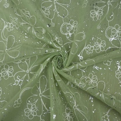 Chanderi Foil Embroidery Fabric