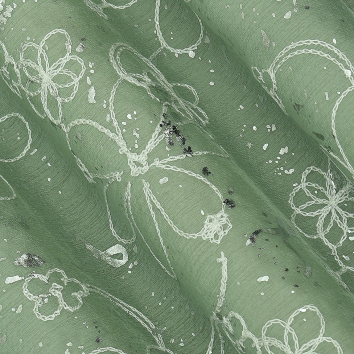 Chanderi Foil Embroidery Fabric