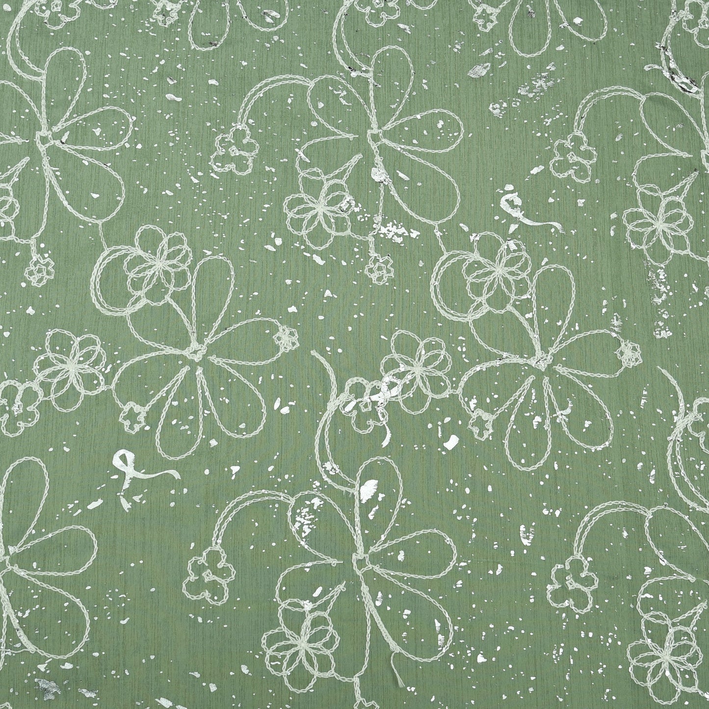 Chanderi Foil Embroidery Fabric