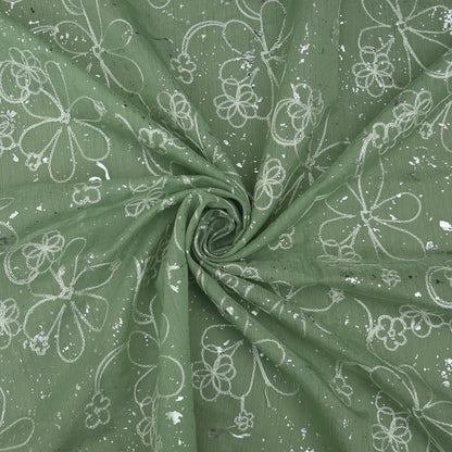 Chanderi Foil Embroidery Fabric