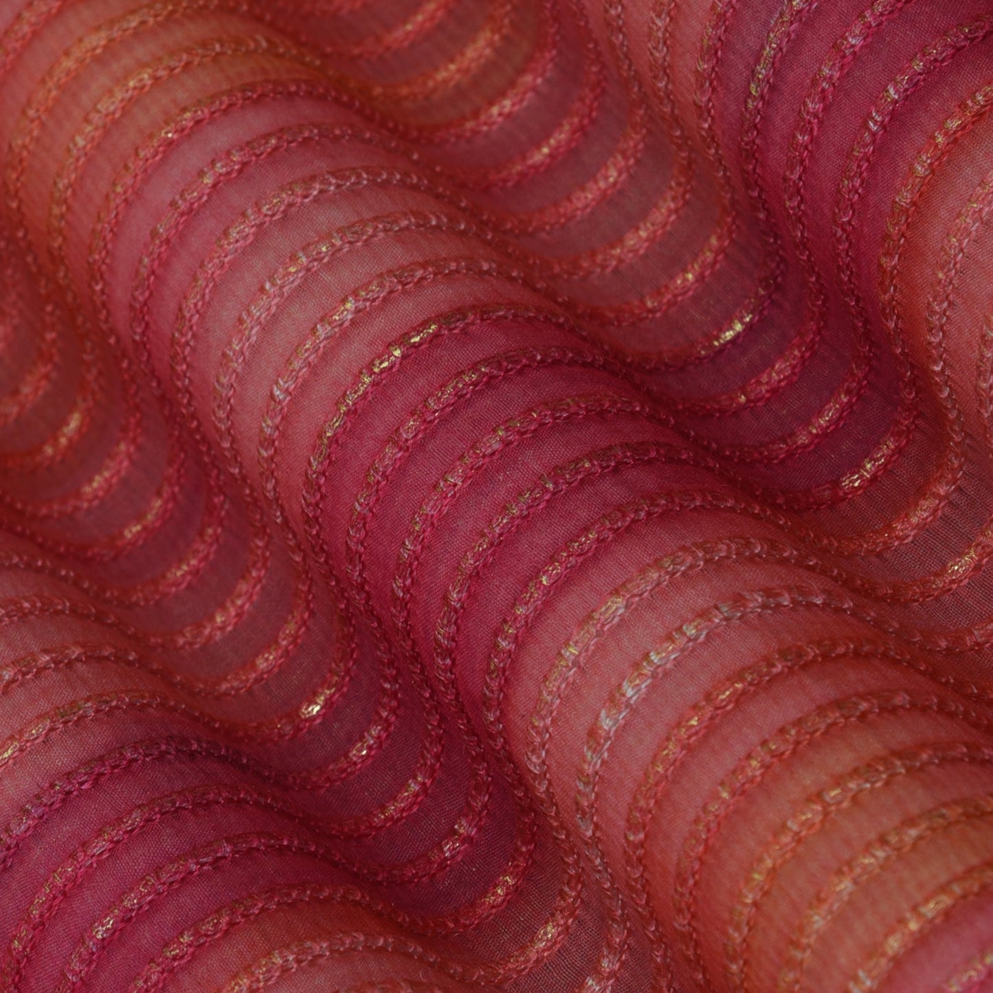 Multicolor Chanderi Tissue Embroidery Fabric