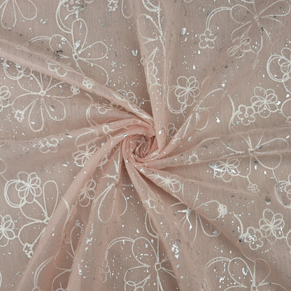 Chanderi Foil Embroidery Fabric