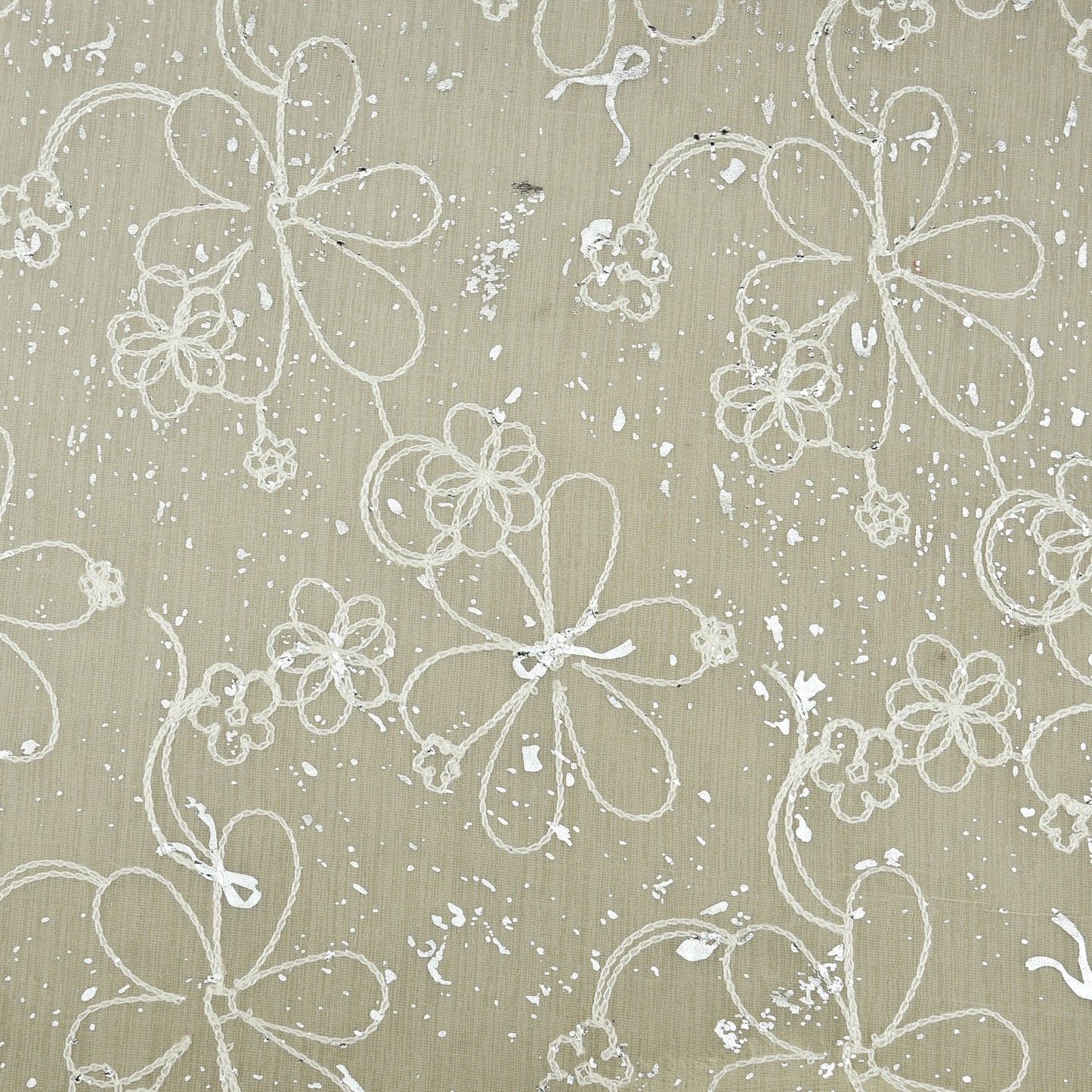 Chanderi Foil Embroidery Fabric