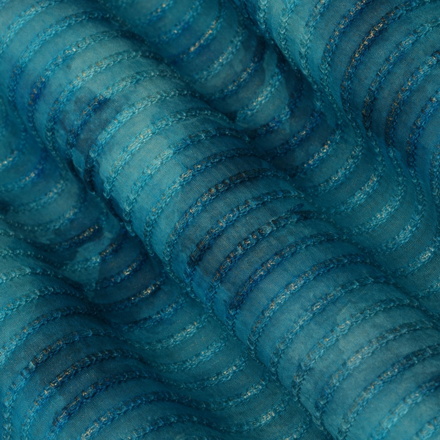 Multicolor Chanderi Tissue Embroidery Fabric