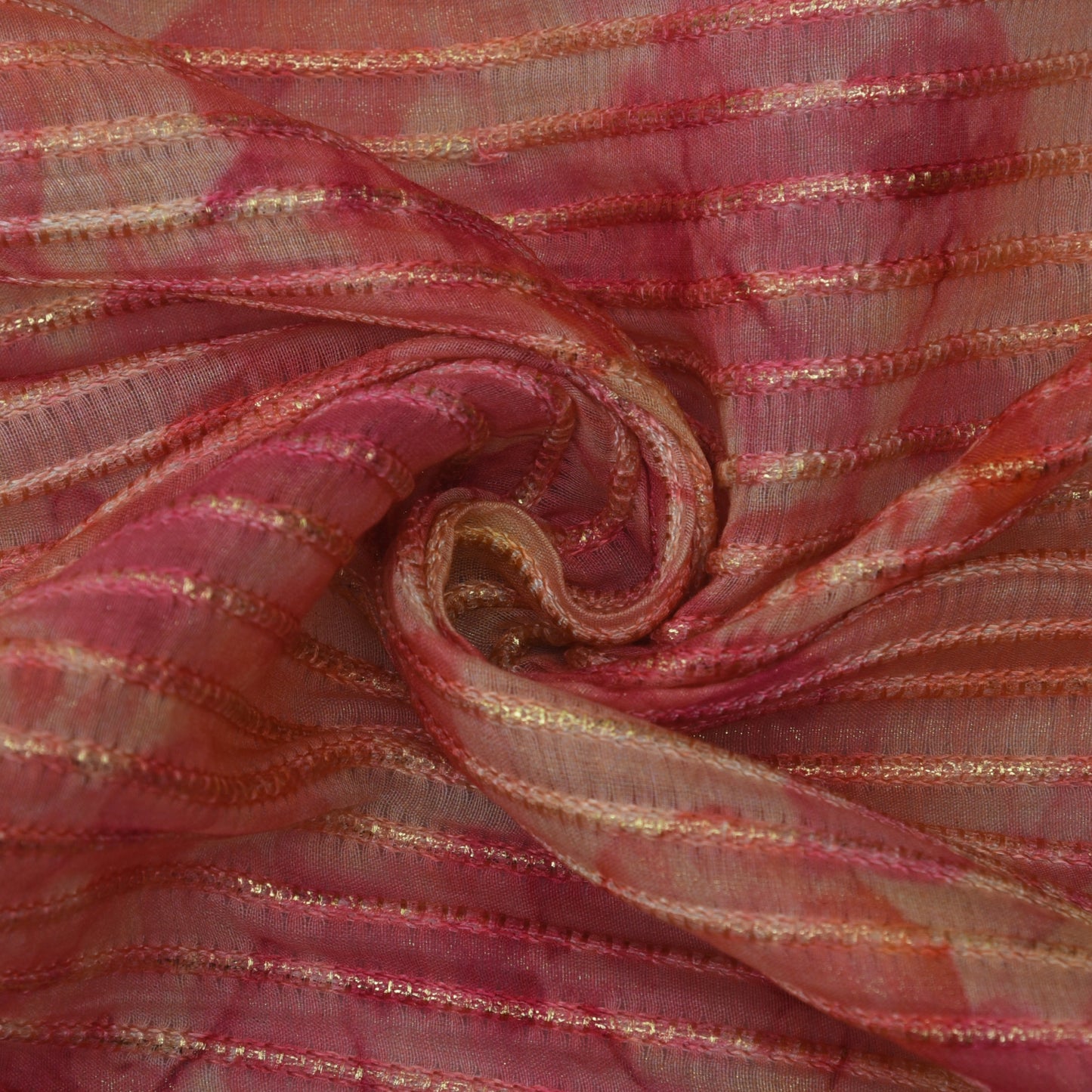 Multicolor Chanderi Tissue Embroidery Fabric