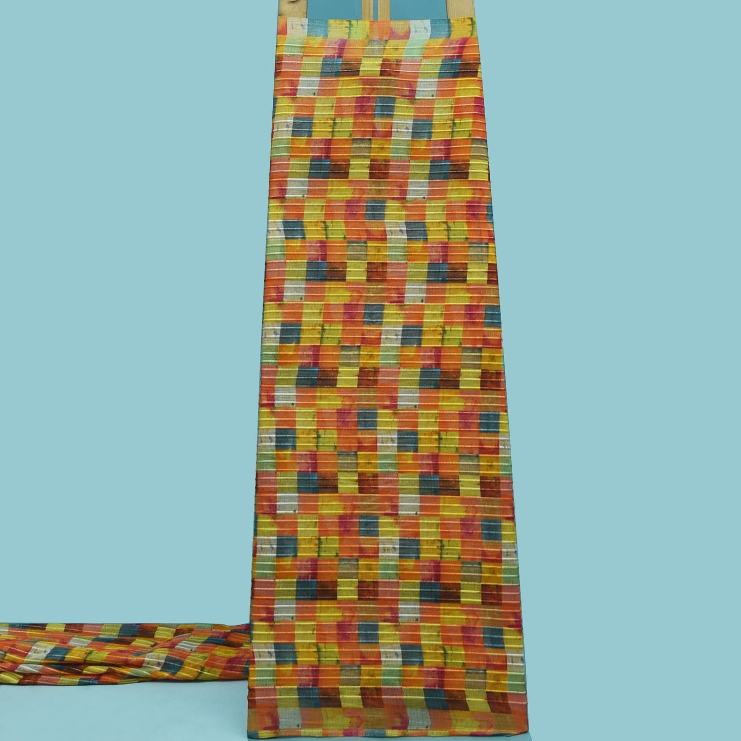 Multicolor Chanderi Tissue Embroidery Fabric