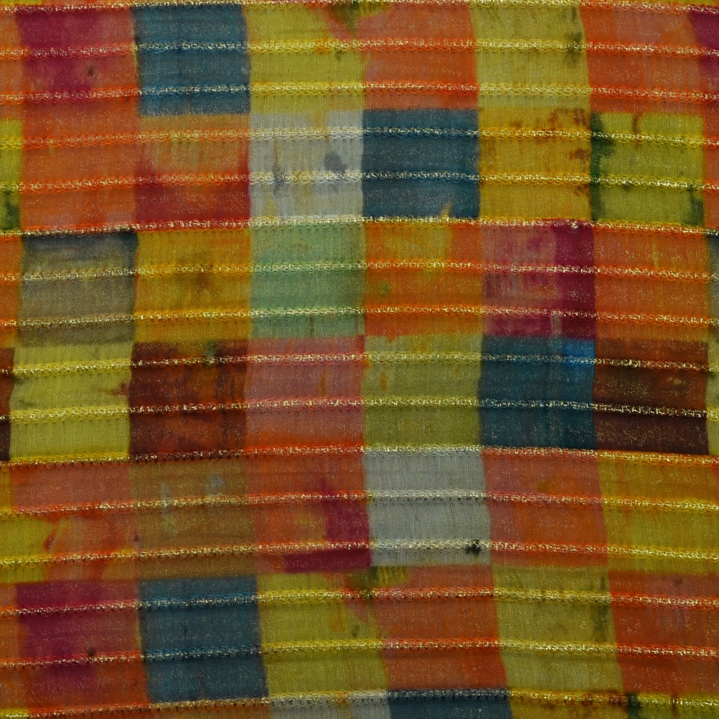 Multicolor Chanderi Tissue Embroidery Fabric