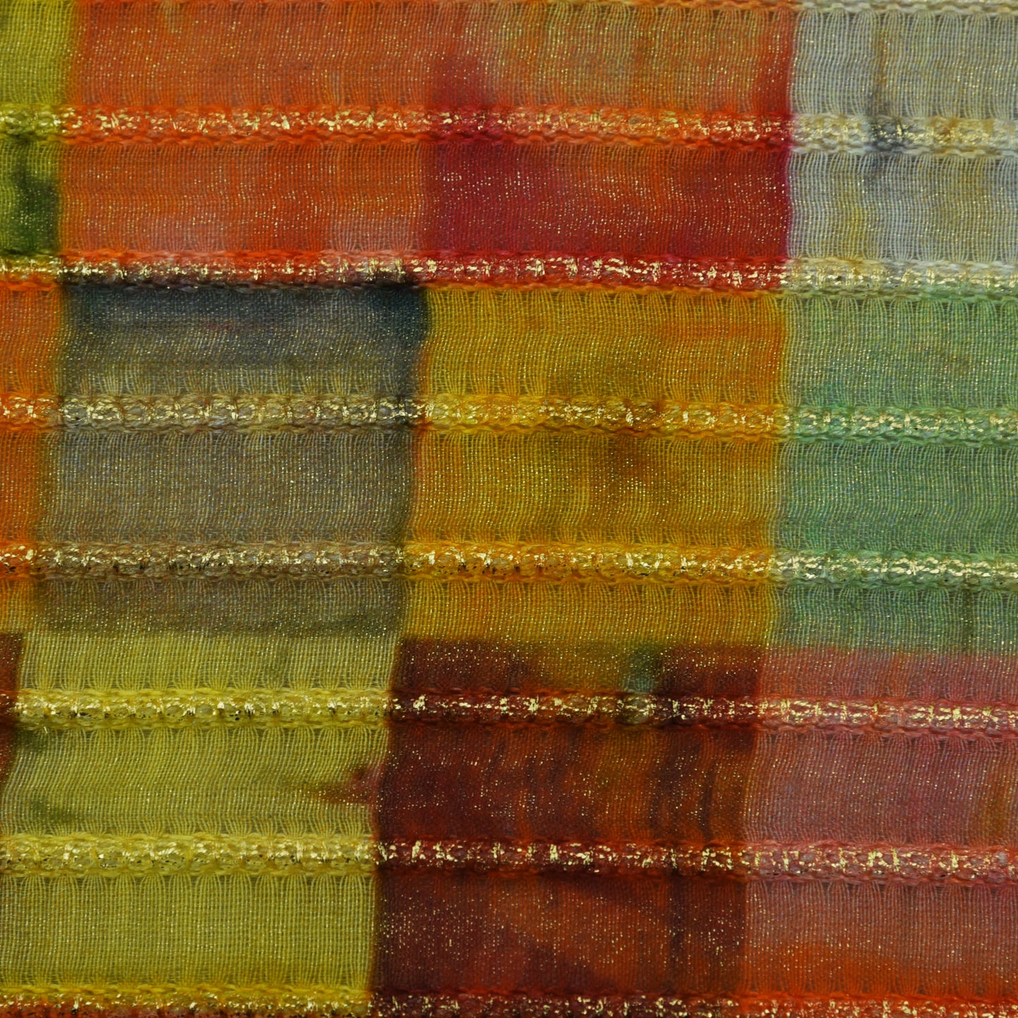 Multicolor Chanderi Tissue Embroidery Fabric