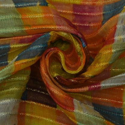 Multicolor Chanderi Tissue Embroidery Fabric