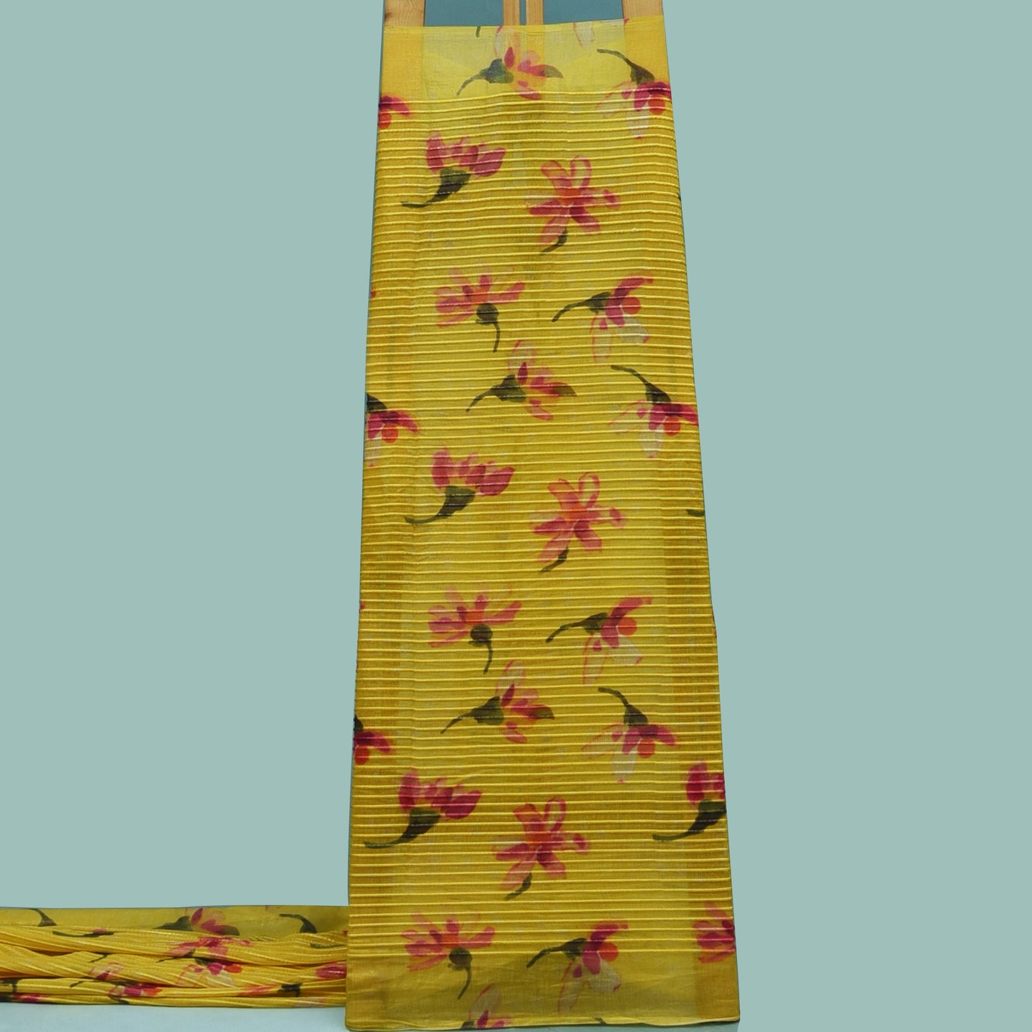 Multicolor Chanderi Tissue Embroidery Fabric