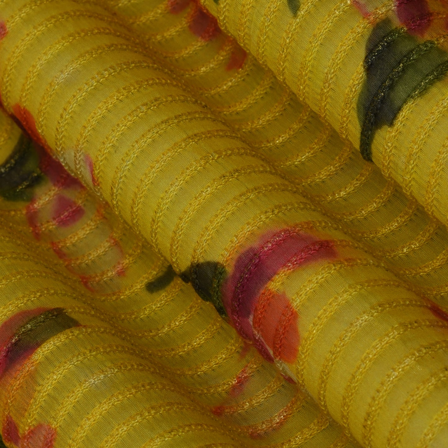 Multicolor Chanderi Tissue Embroidery Fabric