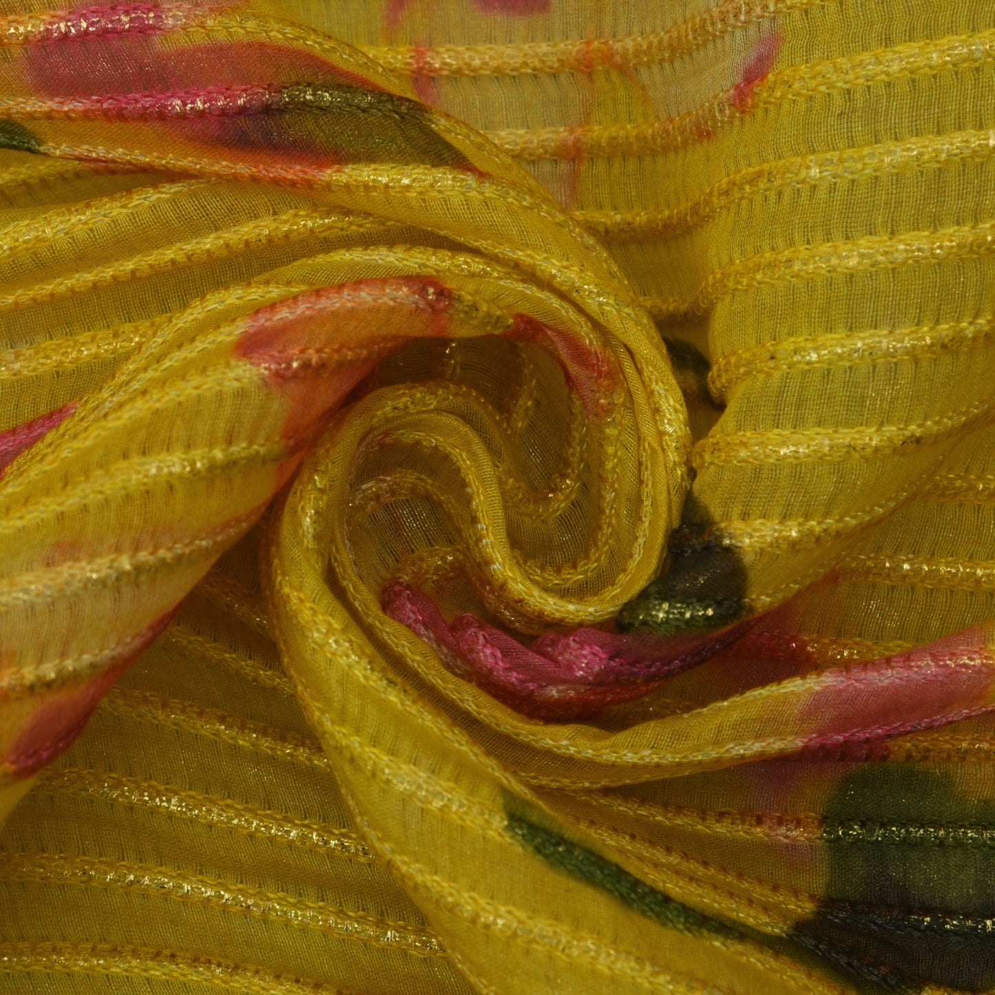 Multicolor Chanderi Tissue Embroidery Fabric