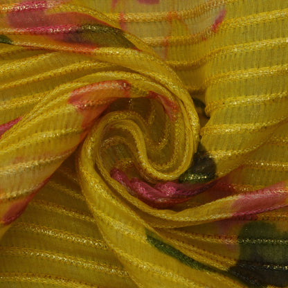 Multicolor Chanderi Tissue Embroidery Fabric