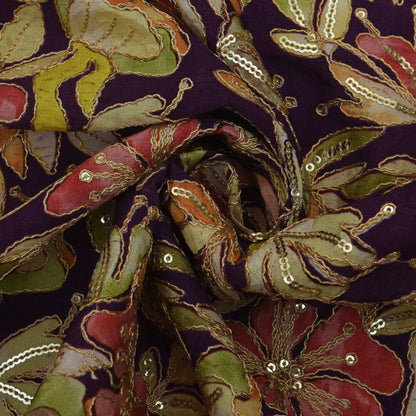 Multicolor Crepe Embroidery Fabric