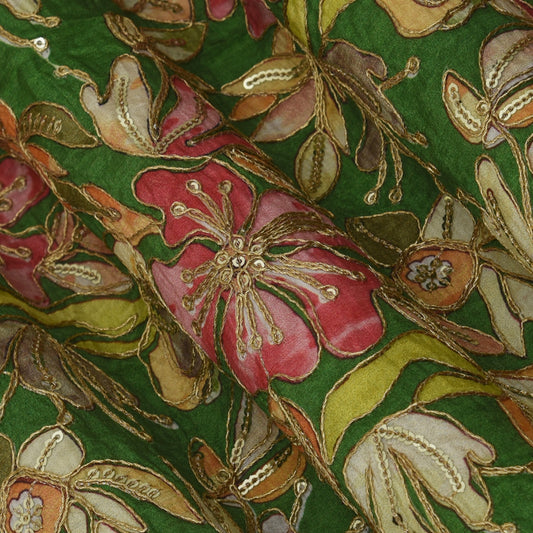 Multicolor Crepe Embroidery Fabric