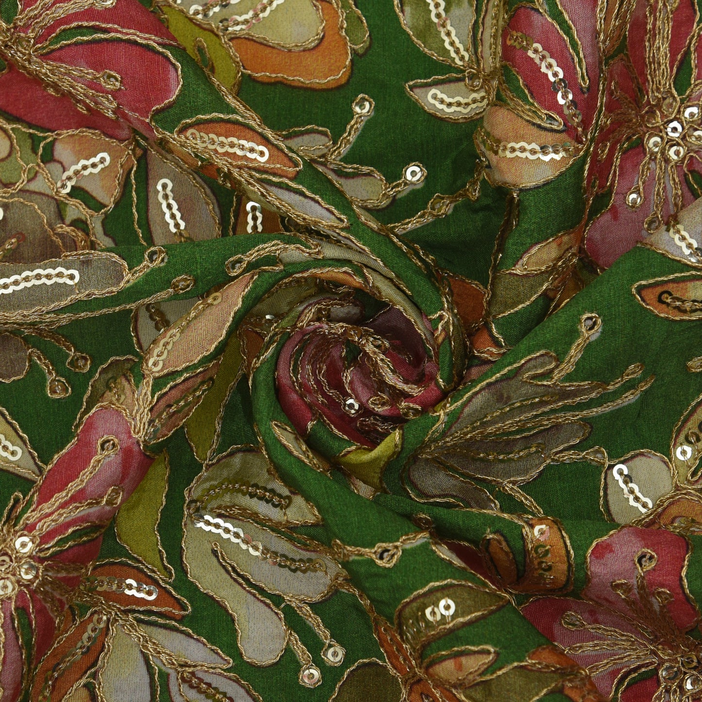 Multicolor Crepe Embroidery Fabric