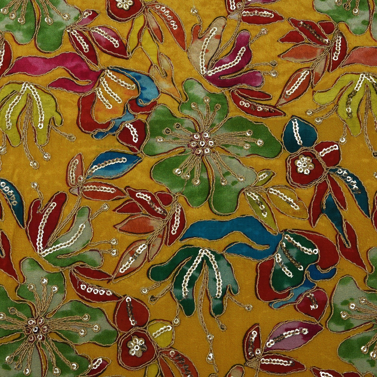 Multicolor Crepe Embroidery Fabric