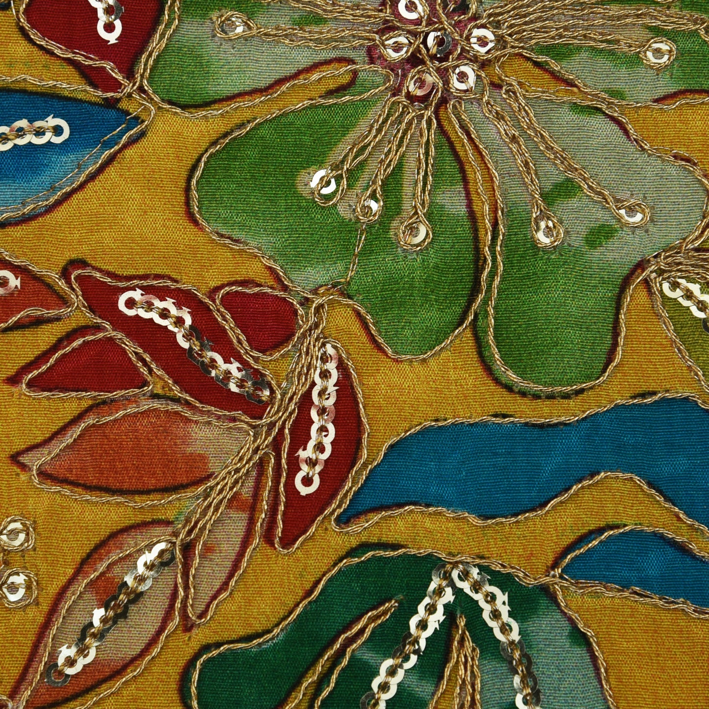 Multicolor Crepe Embroidery Fabric