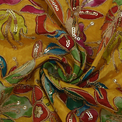 Multicolor Crepe Embroidery Fabric