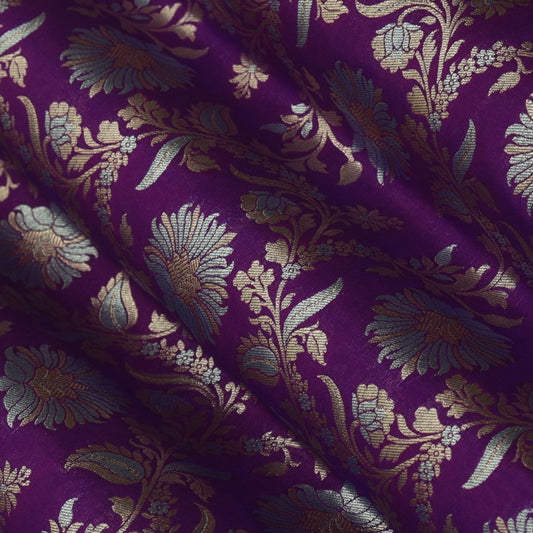 Purple Color Kadwa Brocade Fabric