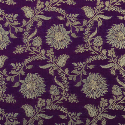 Purple Color Kadwa Brocade Fabric