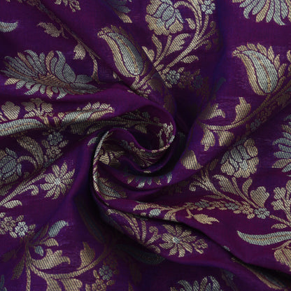 Purple Color Kadwa Brocade Fabric