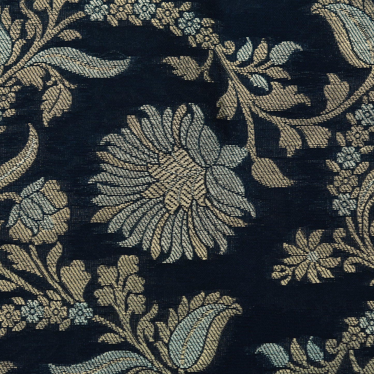 Navy Blue Color Kadwa Brocade Fabric