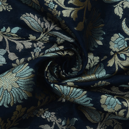 Navy Blue Color Kadwa Brocade Fabric