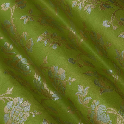 Mehandi Green Color Kadwa Brocade Fabric