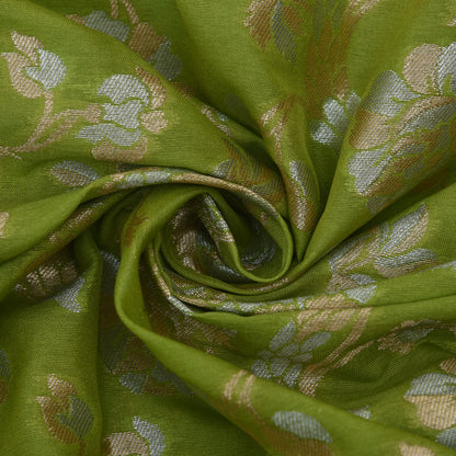 Mehandi Green Color Kadwa Brocade Fabric