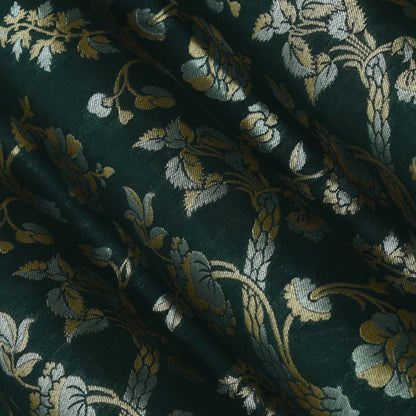 Bottle Green Color Kadwa Brocade Fabric