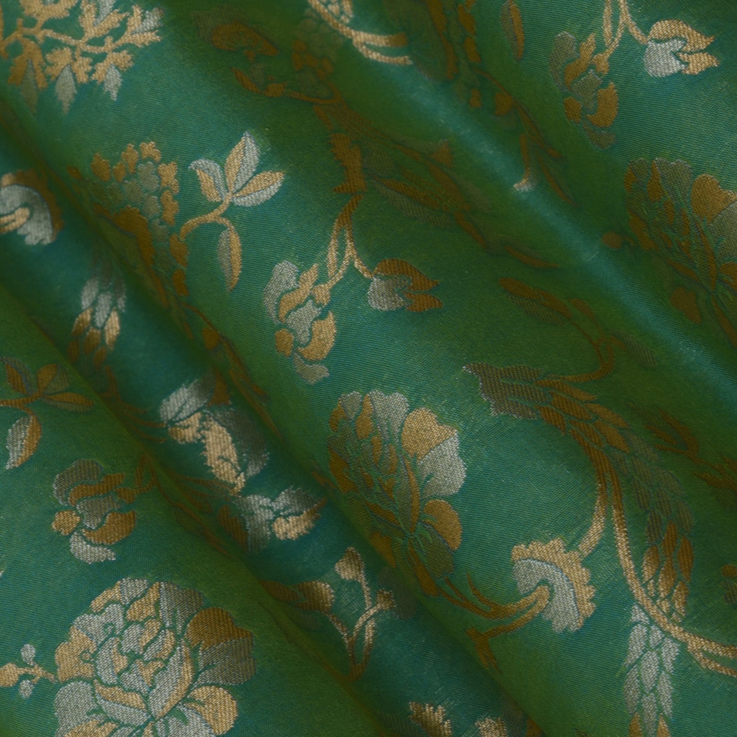 Green Color Kadwa Brocade Fabric