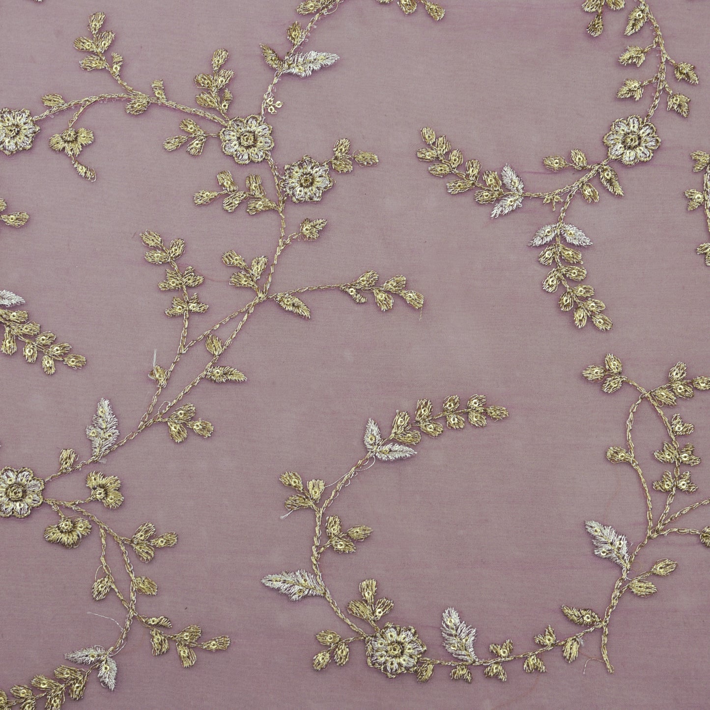 Pink Color Organza Embroidery Fabric