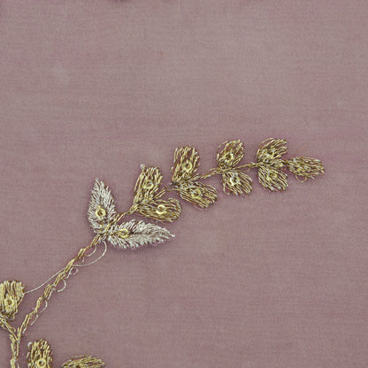 Pink Color Organza Embroidery Fabric