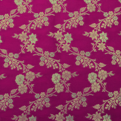 Fuchsia Pink Color Kadwa Brocade Fabric