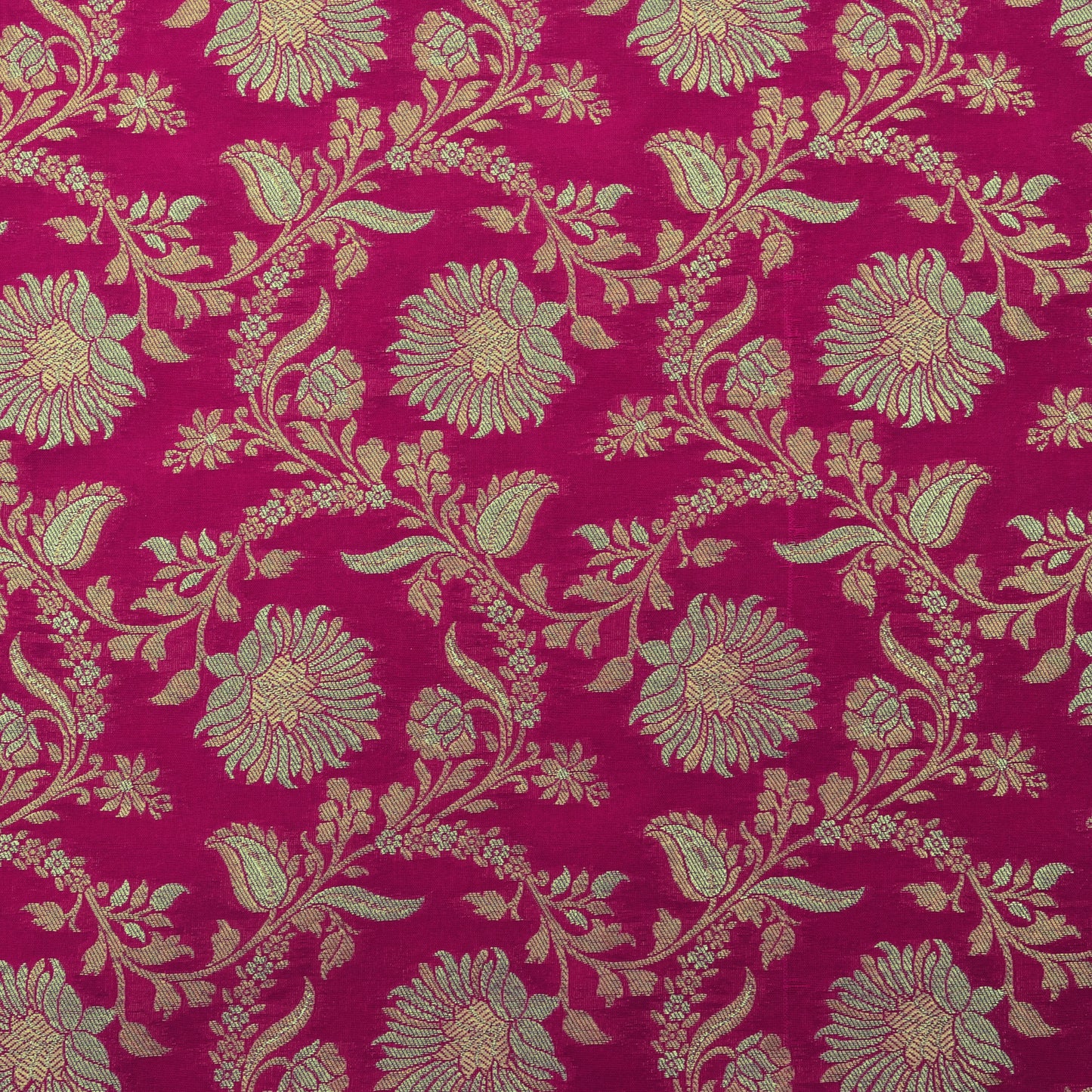 Fuchsia Pink Color Kadwa Brocade Fabric