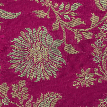 Fuchsia Pink Color Kadwa Brocade Fabric