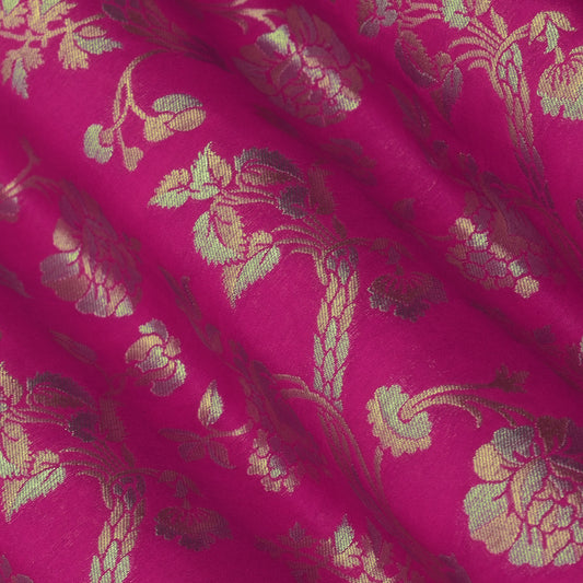 Fuchsia Pink Color Kadwa Brocade Fabric