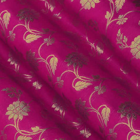 Fuchsia Pink Color Kadwa Brocade Fabric