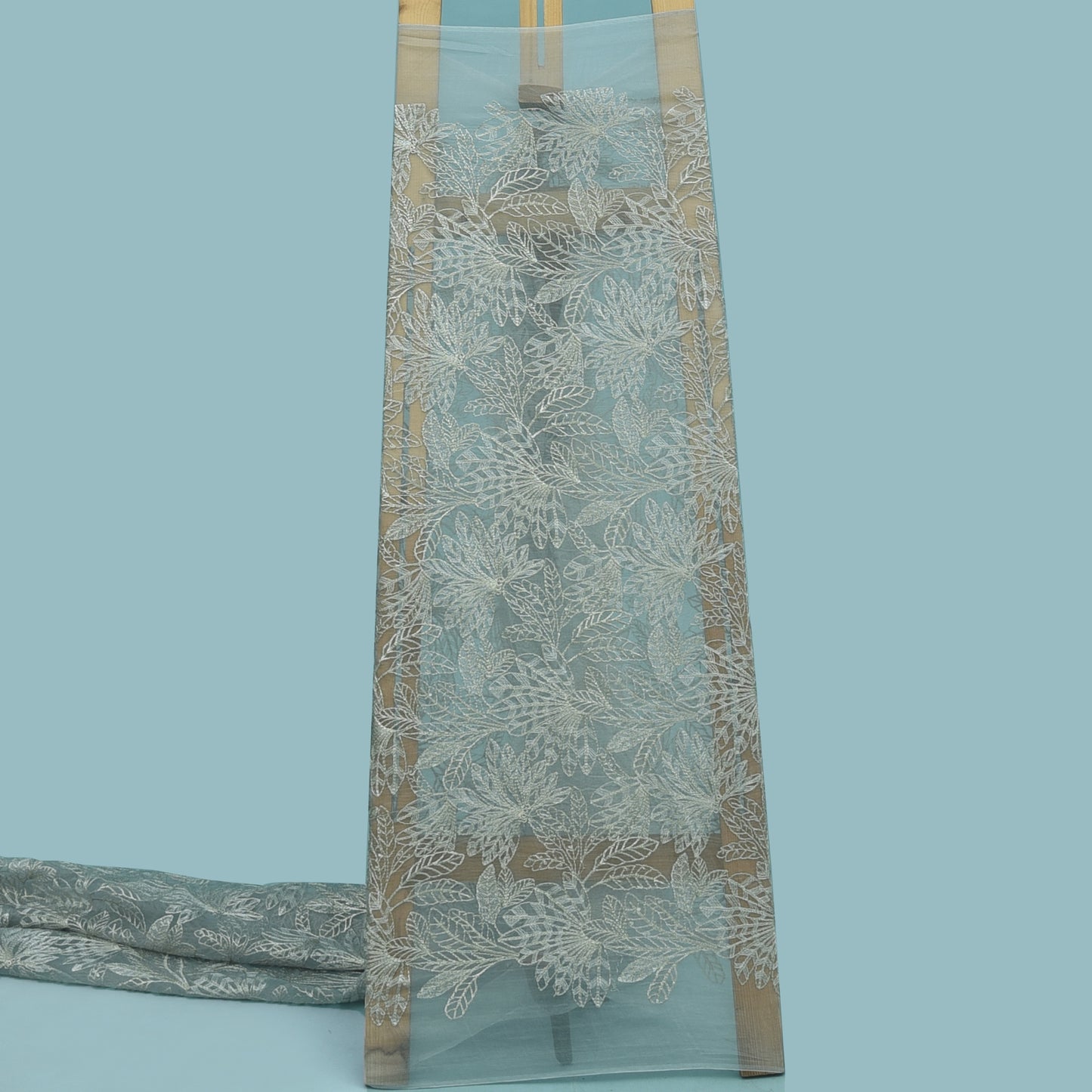 Grey Color Organza Embroidery Fabric