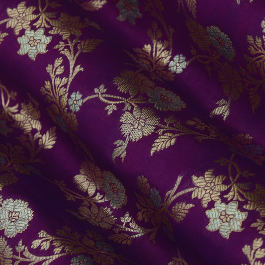 Purple Color Kadwa Brocade Fabric