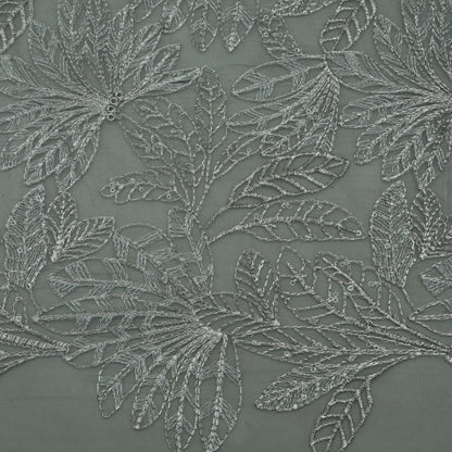 Grey Color Organza Embroidery Fabric