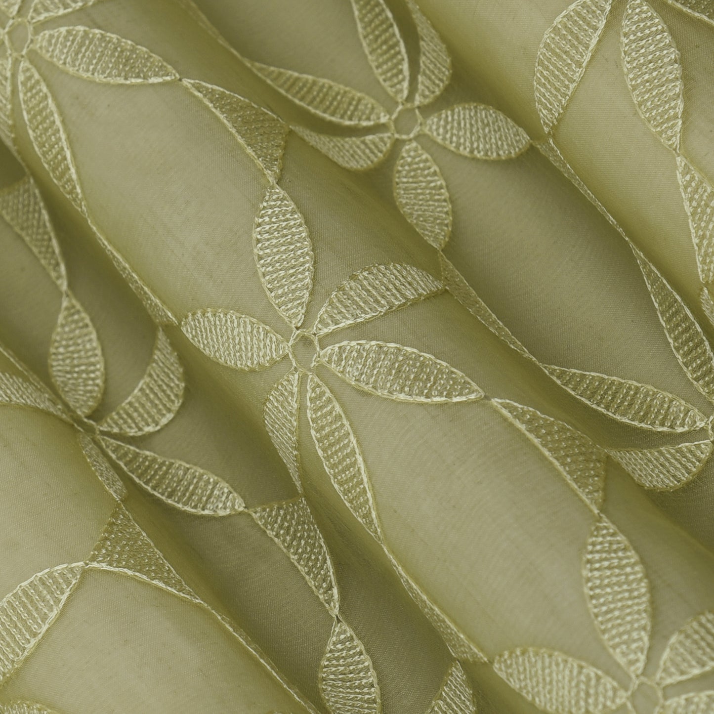 Moss Green Color Organza Embroidery Fabric