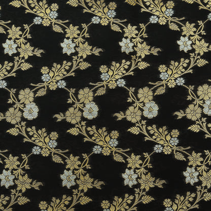 Black Color Kadwa Brocade Fabric